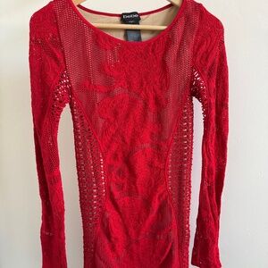 Red crochet bodycon dress